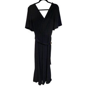 Anthropologie Black Textured Bell Sleeve Jumpsuit